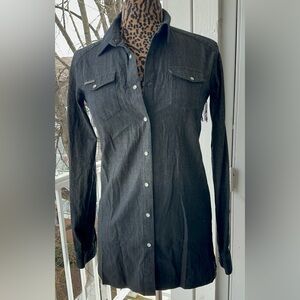 Nikita Black Denim Shirt Jacket with fringe